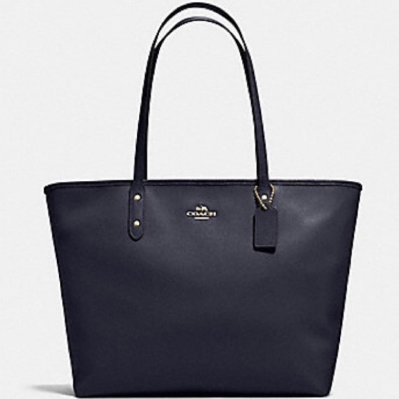 Coach Bags Coach City Zip Midnight Navy Pebbled Leather Tote With